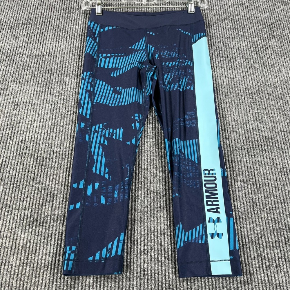 Under Armour Womens Leggings Pants‎ Small Blue Compression Heat Gear Geometric